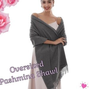 🌸Pashmina Shawl/Scarf  Charcoal Grey NWT